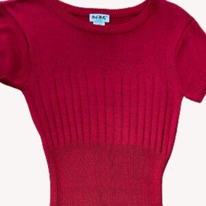 BCBG RED FITTED SWEATER DRESS SIZE MEDIUM
